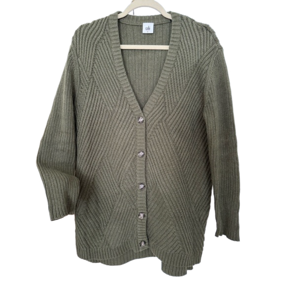 CAbi 3636 Aerial Olive Green Cardigan Button Front